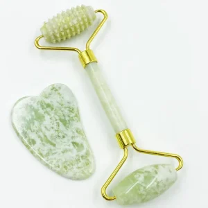 Portable Eco Friendly Natural Jade Rollers Massage Gua Sha Set Xiuyan Jade Facial Massage Roller