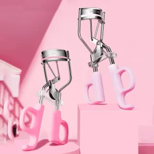 Portable Eyelash Curler Stainless Steel Long Lasting Rock Sweet Comfort Grip Eyelash Curler with Free Refill Pads