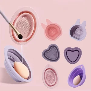 Portable Foldable Silicone Make up Brush Cleaner Bowl Beautiful Makeup Sponges Egg Puffs Repeat Use Cleaning and Dryer Tools