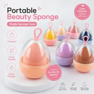 Portable Hygienic Case Latex Free Hydrophilic PU Beauty Sponge Clean Storage OEM Makeup Sponge