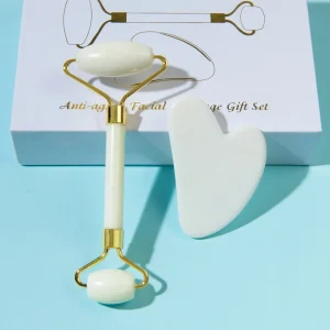 Portable Jade Roller Massager Xiuyu Roller Gua Sha Board Set Beauty Specific Multi Shape White Jade Facial Beauty