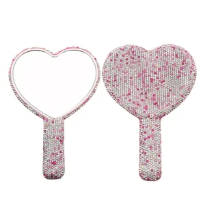Portable Luxury Makeup Mirror with Rhinestones Hand Mirror Custom logo Mirror Different Color
