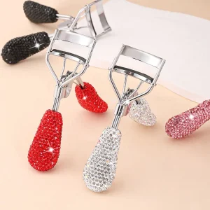 Portable Makeup Tool Rhinestone Eyelash Curler for Curling and Lifting Lashes