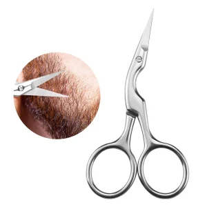 Portable Men’s Stainless Steel Manicure and Beard Scissors Curved Blade with Sharp Tip for Beauty Makeup