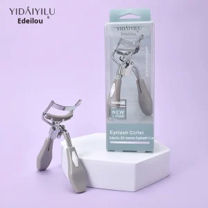 Portable Mini Heated Eyelash Curler with Stainless Steel Pro Handle Pink Women’s Beauty Makeup Tool for Natural Curl