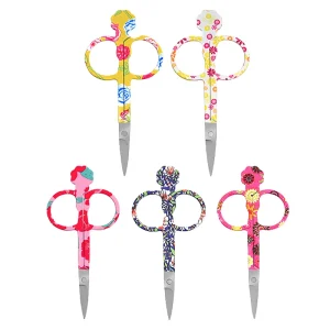 Portable Mini Stainless Steel Scissors Simple Style Eyebrow Grooming Nose Hair Trimmer Printed Rose Beauty Needlework Scissors