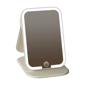 Portable Modern Smart LED Makeup Vanity Mirror Square Glass with Fill Light Three Color Folding Desktop Dormitory Home Use
