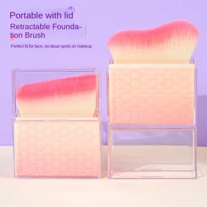 Portable Multi-Use Concealer Makeup Brush Single Wave-Shape Foundation Brush Dustproof Traceless Application Face Brush