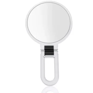 Portable Pocket Make up Mirror Double sided Cosmetic Magnifying Mini Round Foldable Silver Finish Handle Mirror