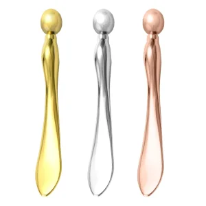 Portable Silver Metal Facial Spoon Beauty Cream Mask Skin Care Tool Mini Spatula Roller for Application Portable Face Facial