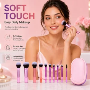 Portable Travel Soft Synthetic Hair 10PCS with Bag Daily Makeup Beauty Tools OEM Makeup Brush Set