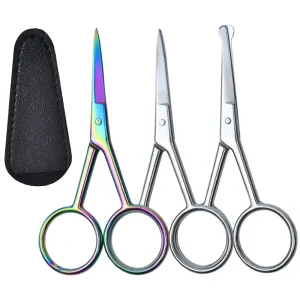 Precision Stainless Steel Right Handed Makeup Scissors Small Straight Beauty Trimmer for Eyebrows Eyelashes Nails