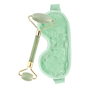 Premium 100% Natural Jade Roller Face Massage Tool and Eye Mask Set Spa Quality Facial Treatment