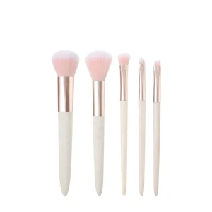 Premium Customizable 5Piece Nylon Glitter Makeup Brush Set with Pink Foundation Brush