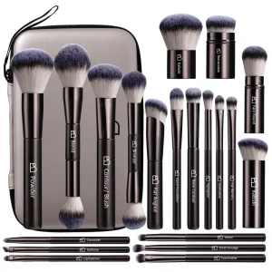 Premium Makeup Brushes Set 20PCS Double-End Multi-functional Kabuki Brush Makeup Brushes Set with Brushes Holder Bag