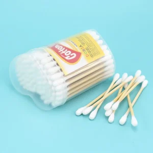 Premium Quality 100% Biodegradable 100pcs Bamboo Stick Cotton Buds Customize Design Eco-friendly Ear Cleaning Cosmetic Cotton