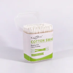Premium Quality Biodegradable Disinfection Cotton Buds 200Pcs Paper Stick Cotton Swab with Square Box
