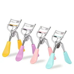 Premium Skylark Ergonomic Comfort Handle Portable Plastic Carbon Steel Beauty Eyelash Curler for Upper Lower Eyelashes 12 Colors