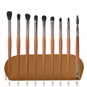 Premium Wood Color 9-piece Eyeshadow Brush Set with Comfortable Grip for Daily Eye Makeup