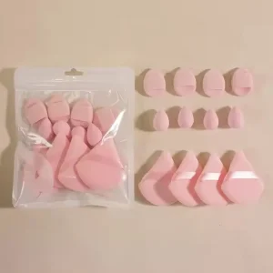 Price Fashion Latex Free Cosmetic Sponges Blender 12pcs in 1 Customized Makeup Sponge Puff Kit in Zipper Bag