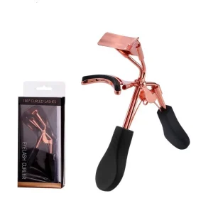 Private Label 180 Degrees Curled Lashes Gold Mini Eyelash Curler With Silicone Pad