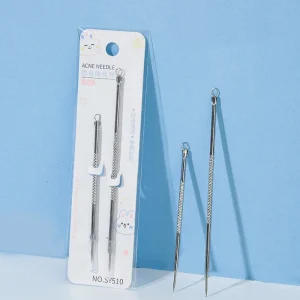 Private Label 2pcs Acne Remover Face Care Stainless Steel Pimple Acne Needle Blackhead Remover Tool Kit Black Spots Pore Cleaner