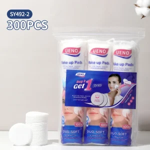 Private Label 300pcs in Pack Disposable Spunlace Cotton Round Pads Lint Free Cotton Makeup Removal Facial Cleansing Pad