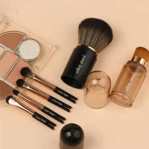 Private Label 6 in 1 Double Sided Retractable Eco friendly Makeup Brush Set Eyebrow Pencil Soft Portable Mini Travel