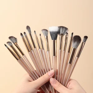 Private Label Champagne Gold Professional Makeup Brush Natural Single Eye Eyelash Eyebrow Foundation Makeup Brushes SY619