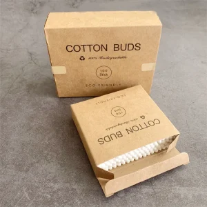 Private Label Custom Bamboo Cotton Buds Swabs 100pcs Makeup Remove Cotton Buds With Bamboo Sticks