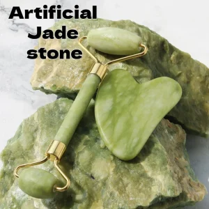 Private Label Gold Roller Quartz Natural 3 Sets Green Xiuyan Jade 100 Facial Skin Massager Ball Roller Set with Guasha