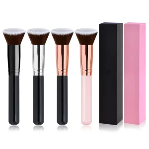 Private Label High Quality Wood Handle Makeup Single Brush Flat Top Kabuki Single Make up Brush for Liquid Foundation