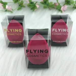 Private Label Luxury Beauty Hydrophilic Latex Free Makeup Sponge Case Folding Packaging Plastic Clear PVC PET Box 40x60mm