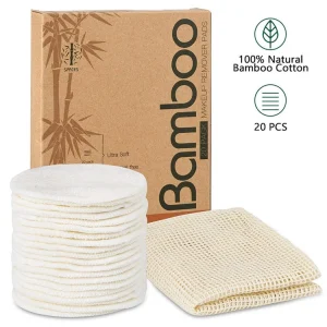Private Label Reusable Washable Durable 100% Organic Makeup Remover Bamboo Cotton Facial Cleaning Pads