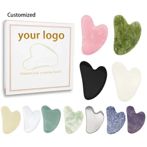 Private Label Rose Quartz Gua Sha Facial Massager Jade Scraping Board Rose Quartz Jade Gua Sha Stone Set
