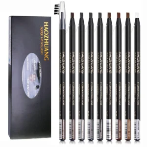 Private Label Waterproof Long Lasting Eyebrow Pencil with Soft Brush Dual End Brow Pen Permanent Makeup Tool
