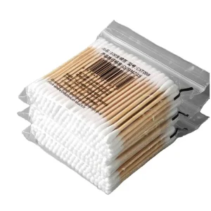 Private Label White Wooden Stick Organic Cotton Swabs Chemical Free Double Head Buds Natural Beauty Bulk Supply CXT099