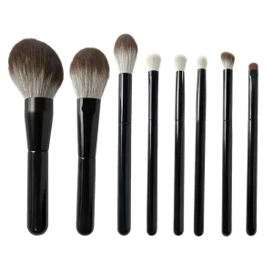 Private Logo 8pcs High Quality Makeup Brush Set Black Eye Face Powder Blush Makeup Tool Wood Handle Professional Makeup Brushes
