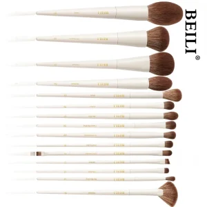 Private Logo Professional Beige Makeup Brushes Set Face Foundation Powder Brushes Vegan Soft Synthetic Hair