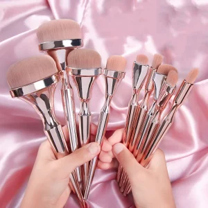 Professional 11Pcs Pink Black Makeup Brushes Set Cosmetic Single Blush Tools Custom Logo