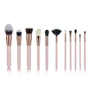 Professional 11pcs Soft Vegan Synthetic Hair Makeup Brush Set With Rose Gold Copper Pink Wood Custom