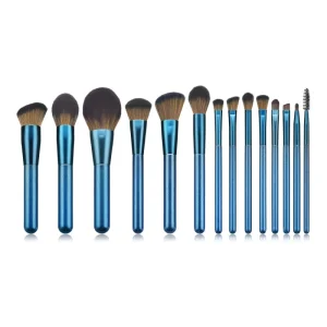Professional 14pcs Sapphire Blue Blush Makeup Brush Set Cosmetics Brush Kit Gouache Makeup Tools