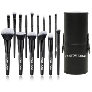 Professional 15pcs Black Makeup Brush Set Soft Vegan Synthetic Hair Foundation Eyeshadow Custom logo Makeup Brushes Beauty Tools
