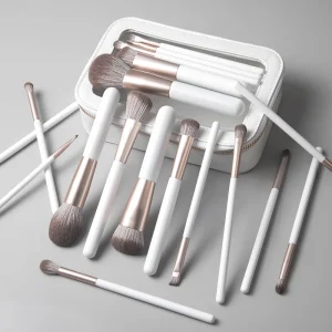 Professional 18 Piece Ultra Soft Quick Drying Makeup Brush Set High End White Beauty Tools with Shaving Brush for Face