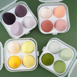 Professional 4 Pcs Makeup Sponge Set Cosmetic Sponge Multi Color Beauty Makeup Sponges for Foundations Powders Creams