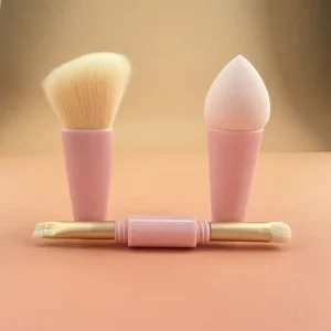 Professional 4 in 1 Pink Makeup Brush Set With Custom Logo Box Portable Travel Size Multifunctional Beauty Tools Gift for Women