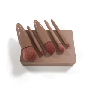 Professional 5 Piece Makeup Brush Set with Travel Mirror Portable Smudge Free Gift Private Label for Face Use