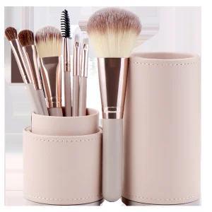Professional 7pcs Makeup Brush High Quality Pink Makeup Brush Set Custom Logo Fluffy Foundation Brush With Makeup Holder