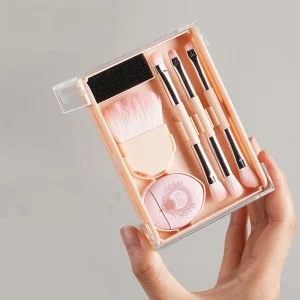 Professional 8 in 1 Mini Foundation Powder Blusher Brush Eyeshadow Eyebrow Detail Makeup Brushes with Storage Case