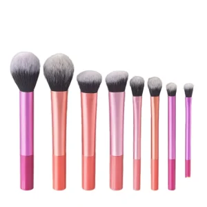 Professional 8pc Makeup Brush Set Multicolor Black Flat Bottom Blush Powder Brush for Face Use